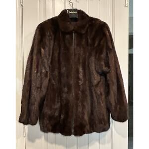 Women's Vintage Brown Mahogany Mink Fur Jacket - XL (Pristine Condition)
